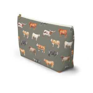Beef Cows Pencil Pouch in Army Green
