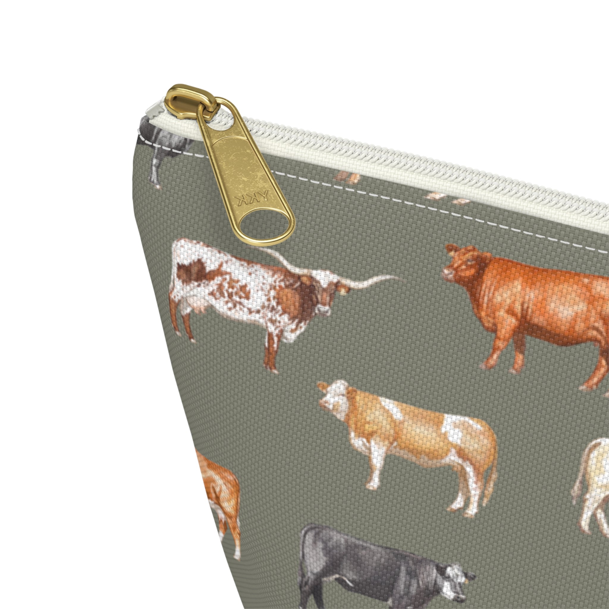 Beef Cows Pencil Pouch in Army Green