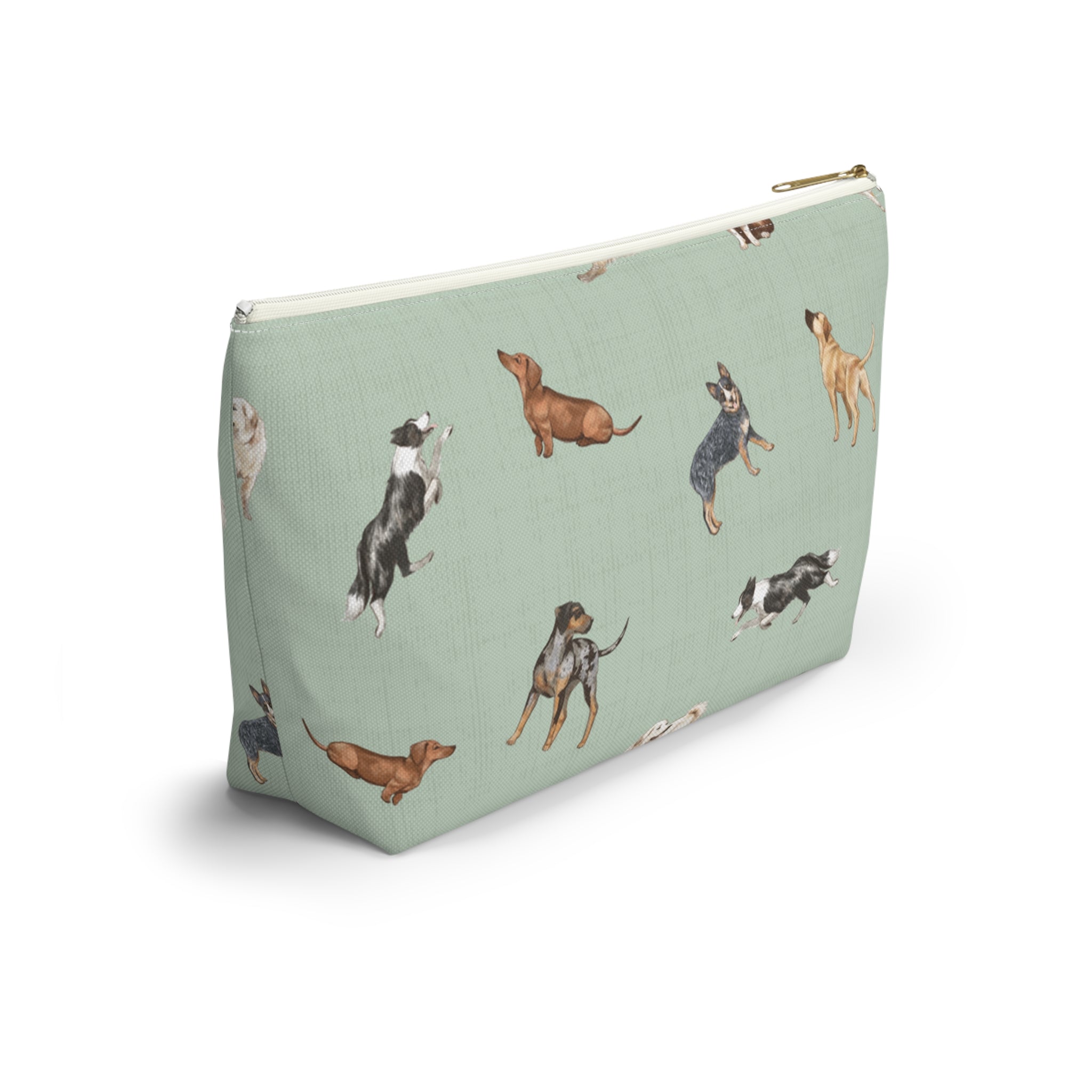 Cow Dogs Pencil Pouch in Mint
