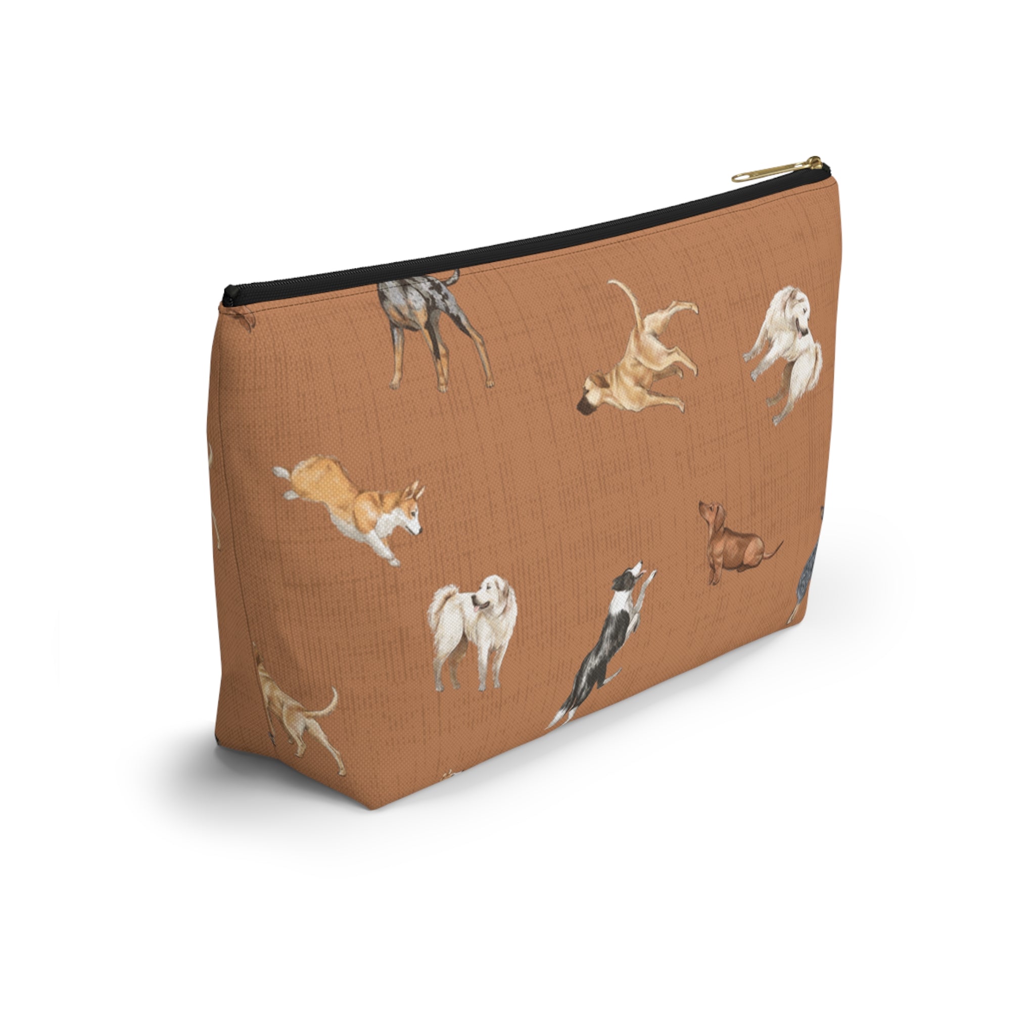 Cow Dogs Pencil Pouch in Saddle