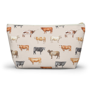 Beef Cows Pencil Pouch in Cream