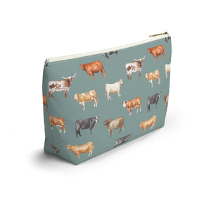 Beef Cows Pencil Pouch in Denim