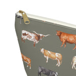 Load image into Gallery viewer, Beef Cows Pencil Pouch in Army Green
