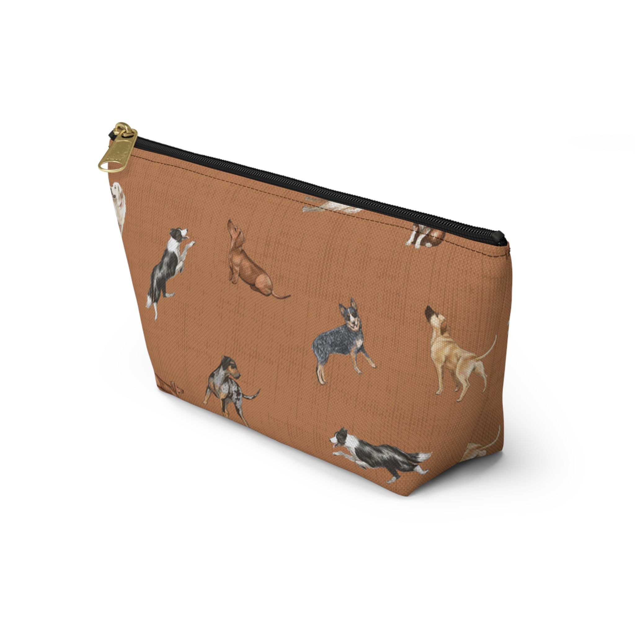 Cow Dogs Pencil Pouch in Saddle