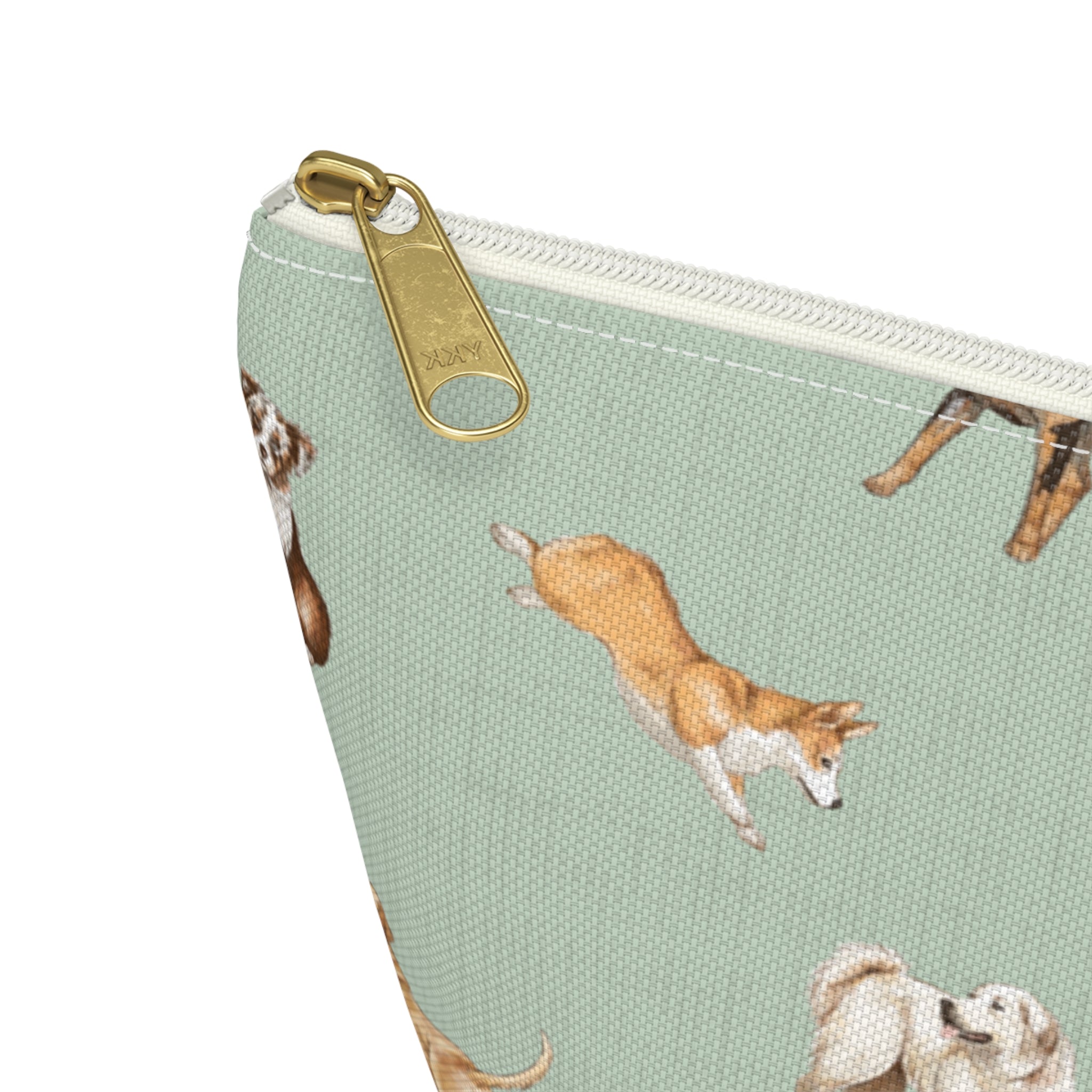 Cow Dogs Pencil Pouch in Mint