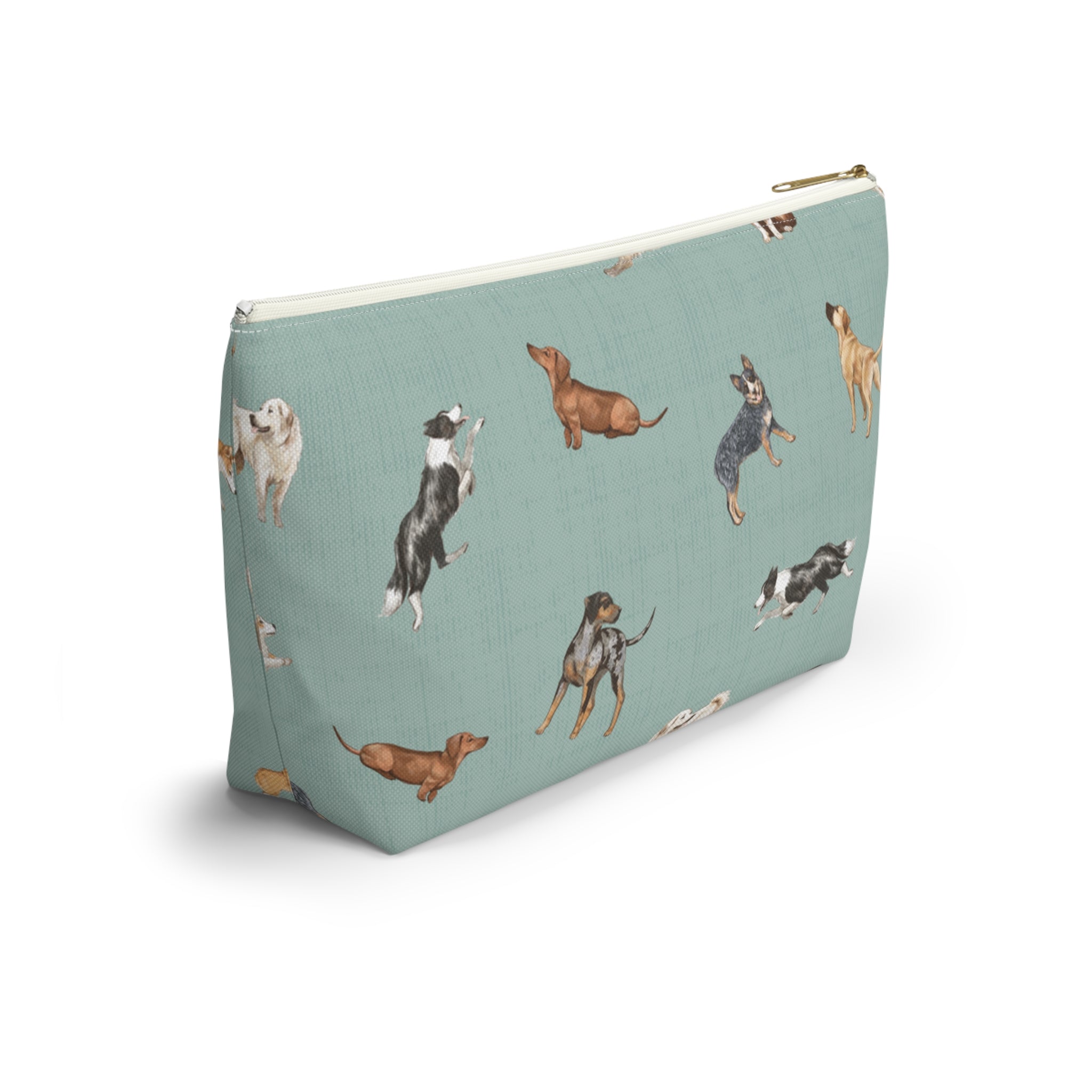 Cow Dogs Pencil Pouch in Turquoise