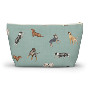 Cow Dogs Pencil Pouch in Turquoise