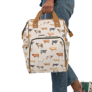 Beef Cows Diaper Bag in Cream