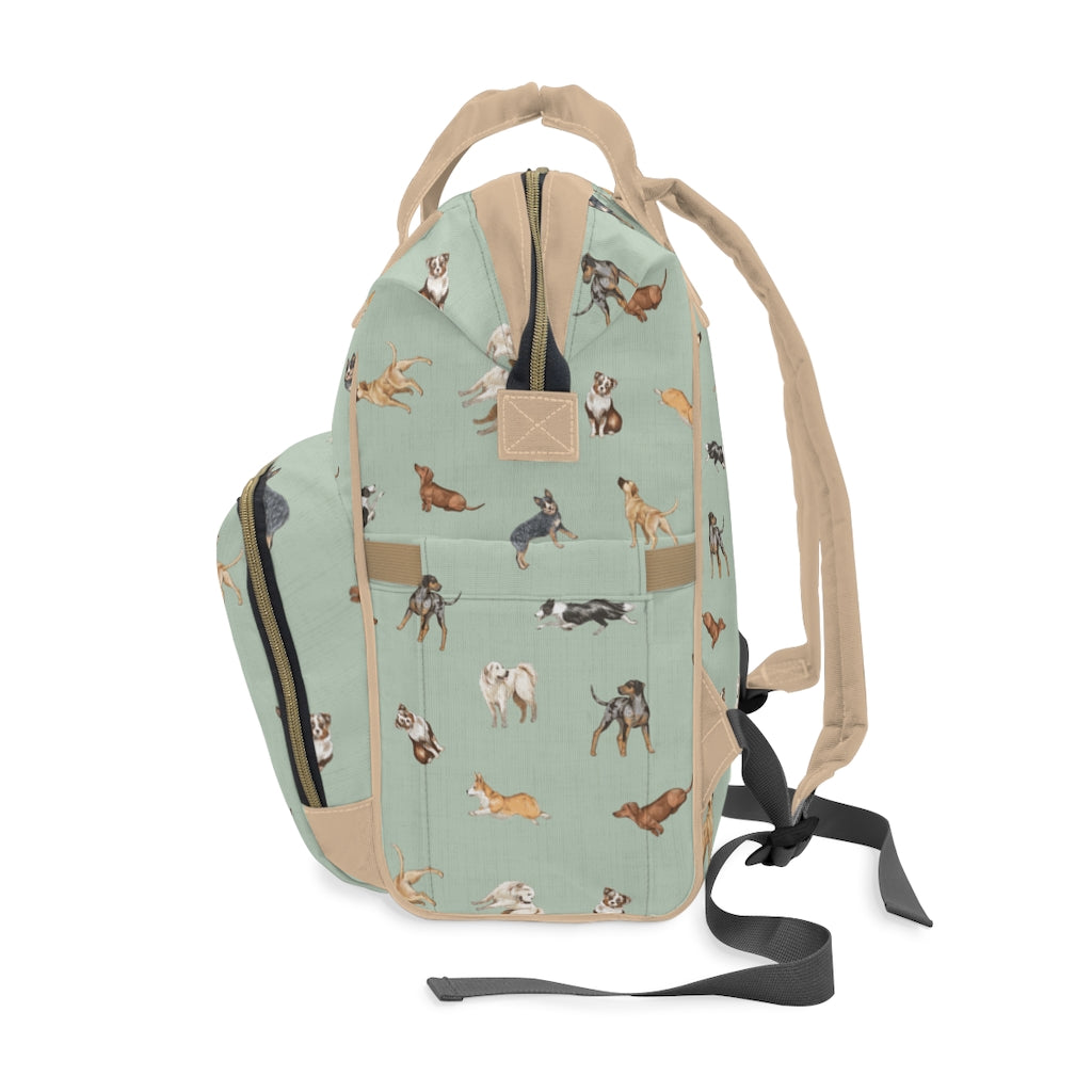 Cow Dogs Diaper Bag in Mint