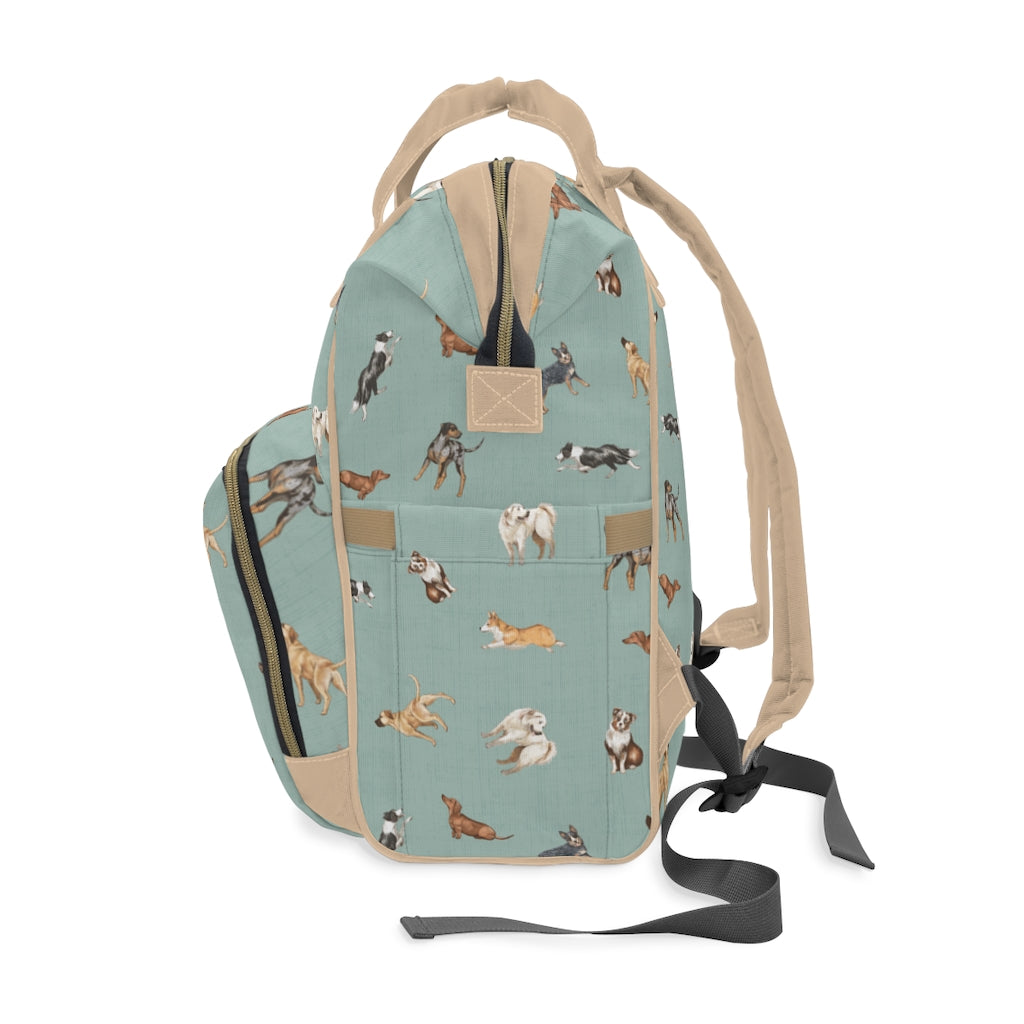 Cow Dogs Diaper Bag in Turquoise