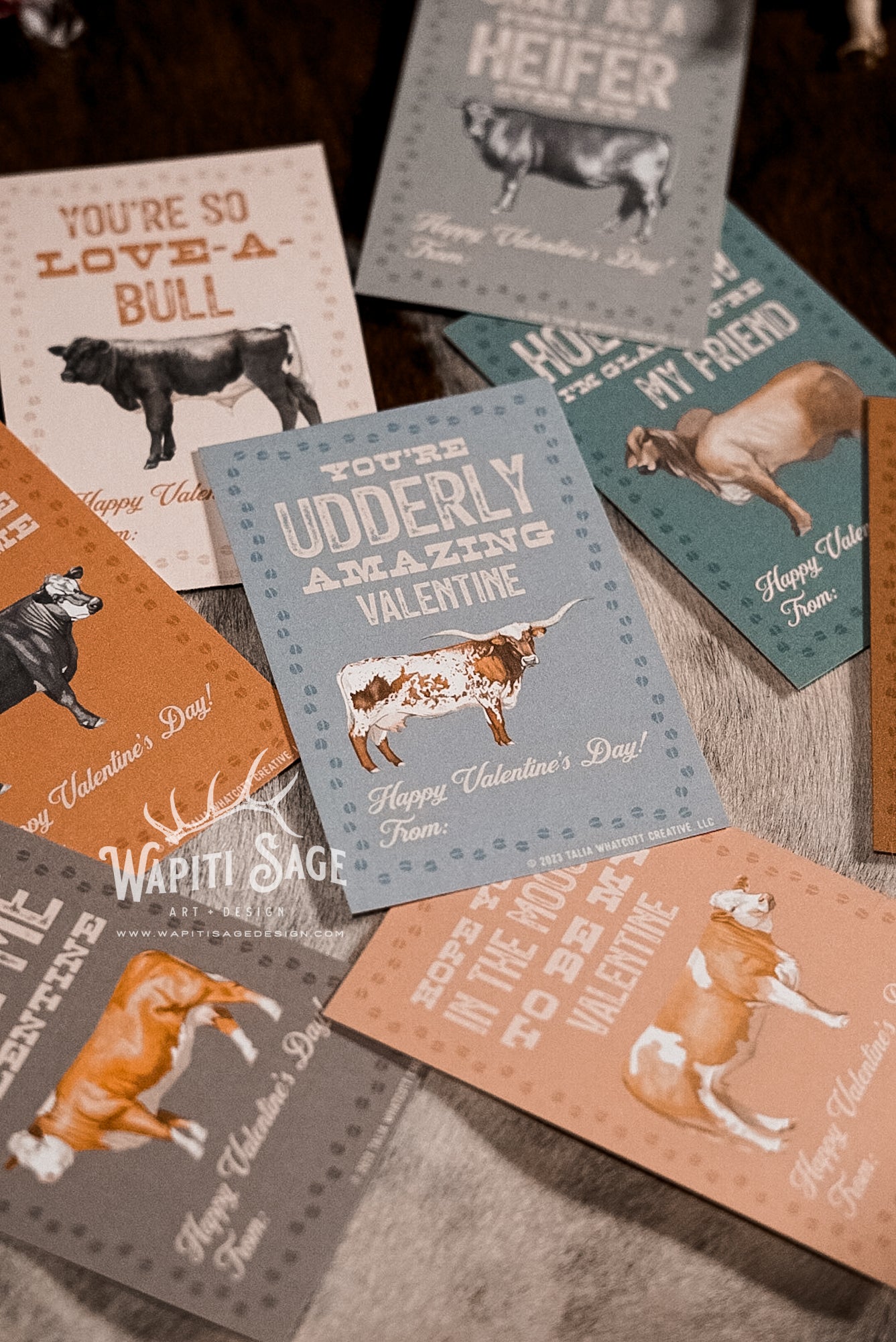 Beef Cows Valentine Cards Digital Printable