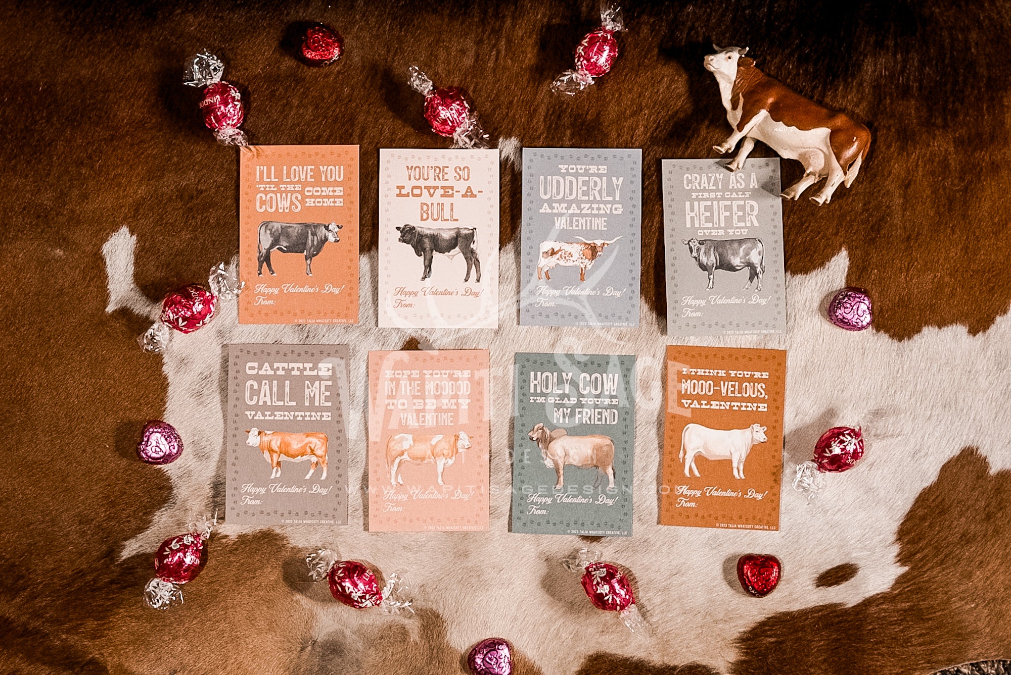Beef Cows Valentine Cards Digital Printable