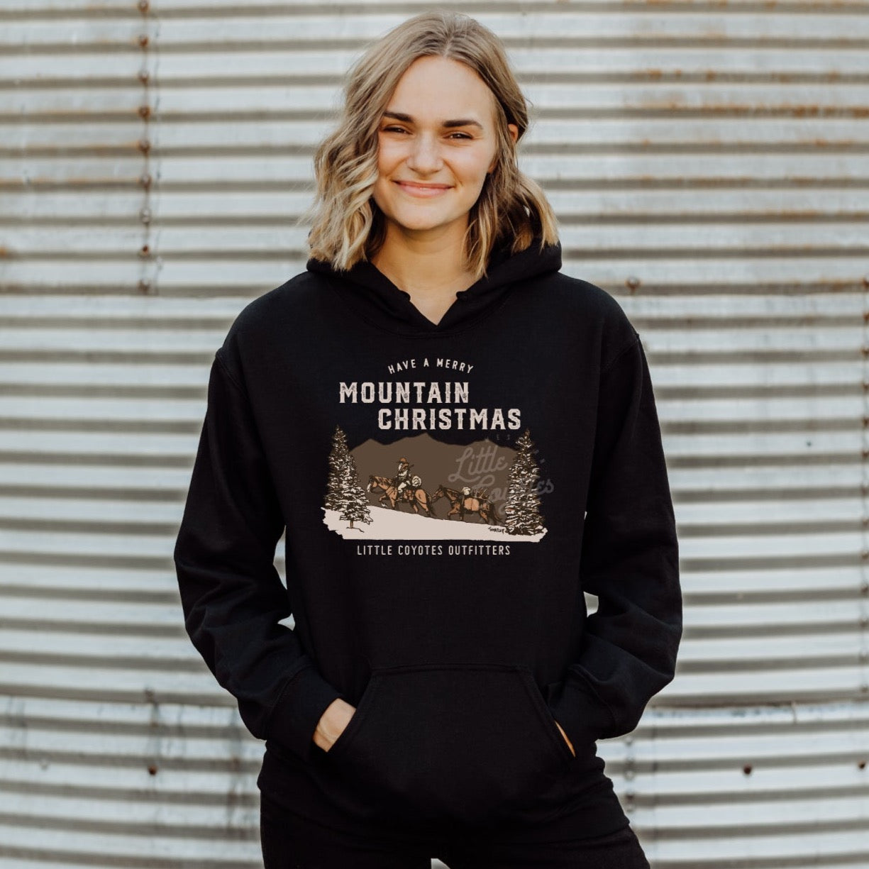 Pre-Order “Mountain Christmas” Adult Hooded Sweatshirt in Black