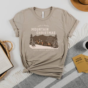 Pre-Order “Mountain Christmas” Adult Graphic Tee in Stone