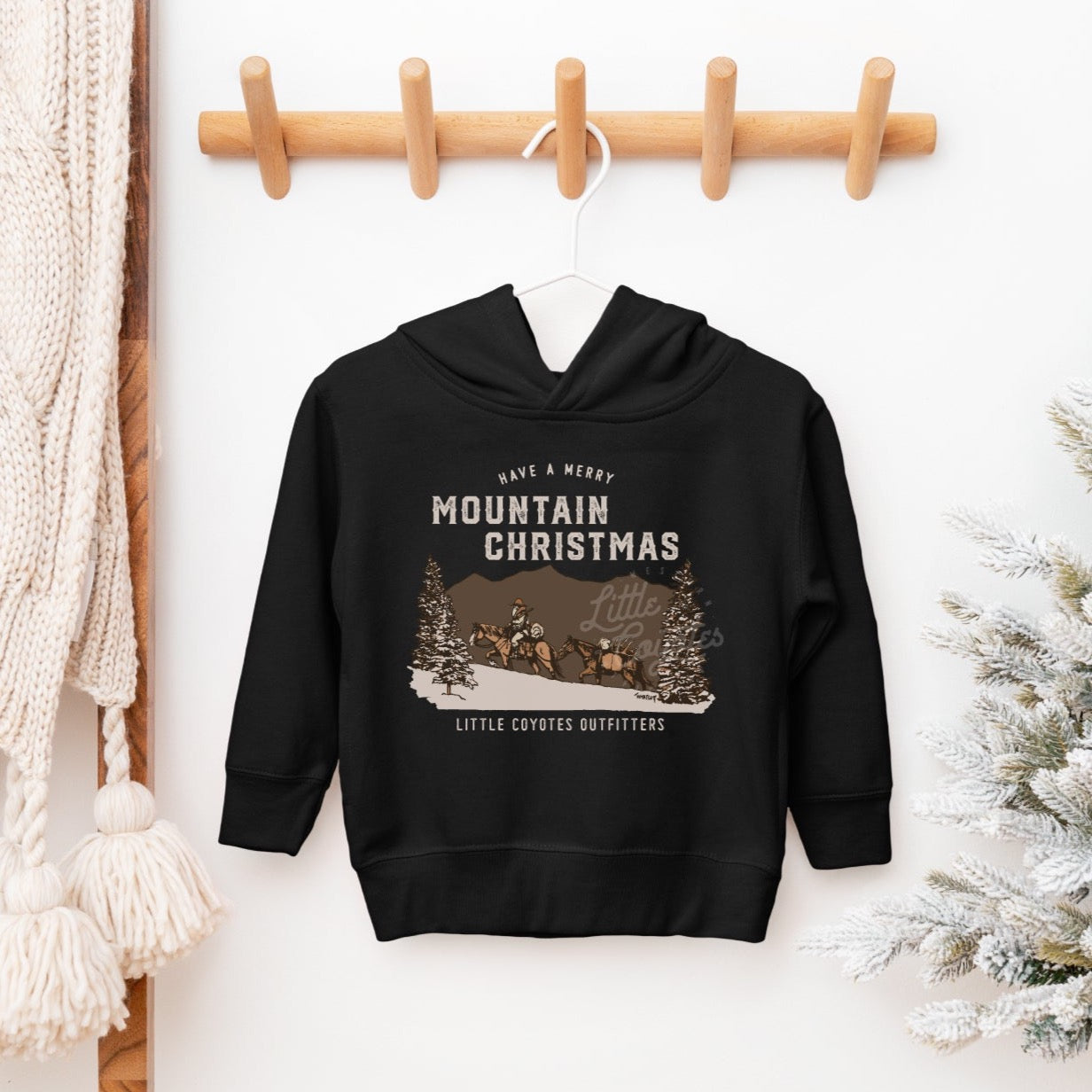 Pre-Order “Mountain Christmas” Kids Hooded Sweatshirt in Black