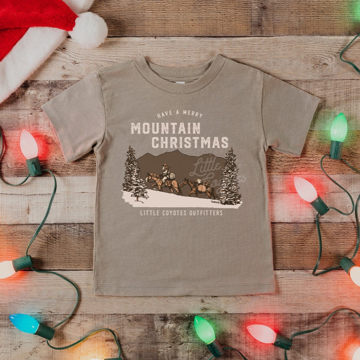 Pre-Order “Mountain Christmas” Kids Graphic Tee in Stone