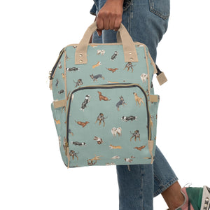 Cow Dogs Diaper Bag in Turquoise
