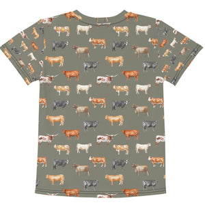 Beef Cows Little Kids Tee in Army Green