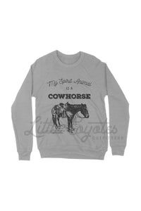 “Cowhorse” Graphic Crewneck Sweatshirt in Heather Gray