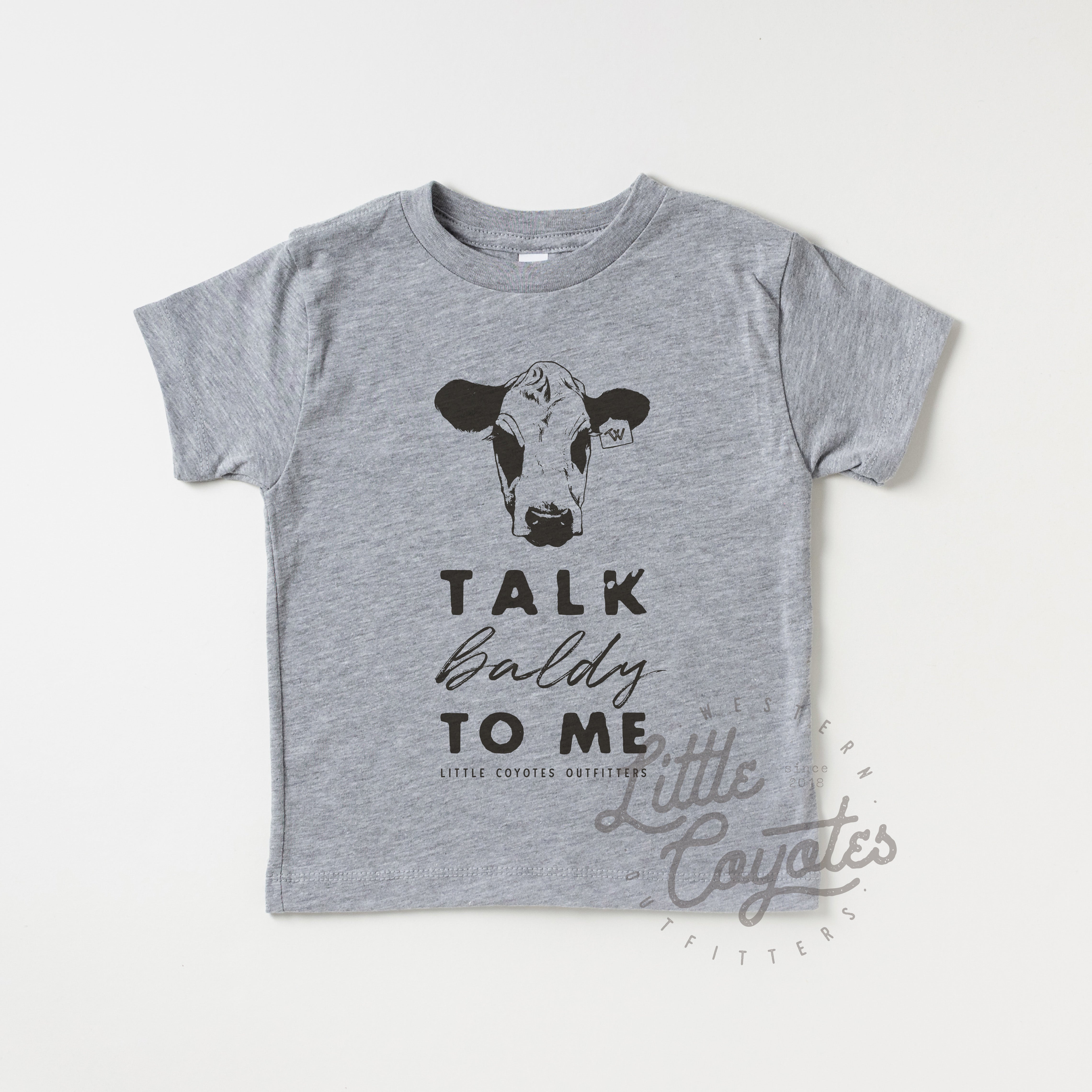"Talk Baldy To Me" Infant Tee in Heather Gray