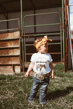 Load image into Gallery viewer, my spirit animal is a cowhorse toddler unisex western graphic tee white cowboy cowgirl little ranch kid
