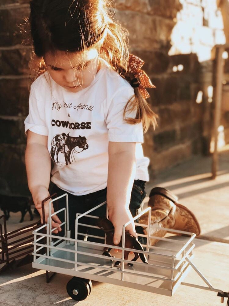 my spirit animal is a cowhorse toddler unisex western graphic tee white cowboy cowgirl little ranch kid