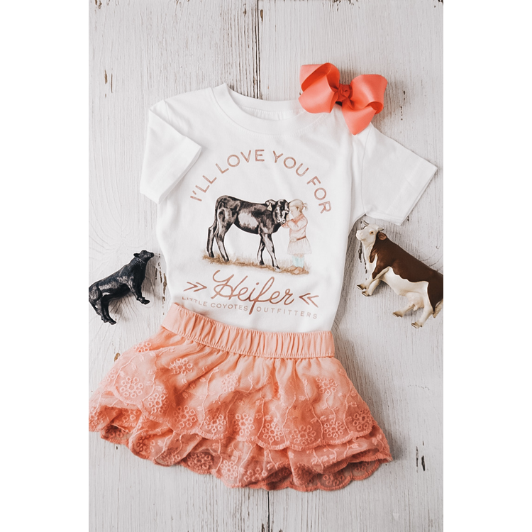 "I'll Love You For Heifer" Baby Infant Western Graphic Tee in Snow