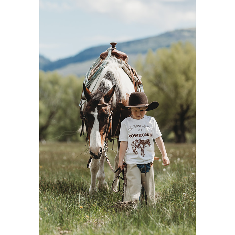 “Cowhorse” Kids Western Graphic Tee in Snow
