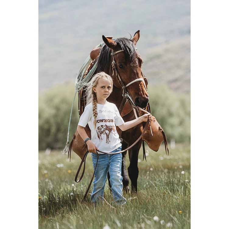 “Cowhorse” Kids Western Graphic Tee in Snow